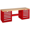 Modular Drawer Bench - 8' -Two Modular Cabinets, Red