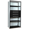 Equipto Vg Closed Shelf Starter Unit - 48" Wx 24" D X 84" H W/ 5 Shelves & 4 Drawers, Black