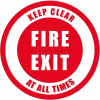 Durastripe 12" Round Sign - Fire Exit Keep Clear At All Times