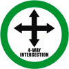 Durastripe 20" Round Sign - 4-Way Intersection