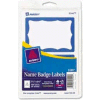 Avery® Name Badge Labels, 2-11/32" x 3-3/8", Blue Border, 100 Labels/Pack