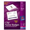 Avery® Clip Style Name Badges, 3" x 4", Clear, 40/Box