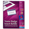 Avery® Name Badge Insert Refills, 2-1/4" x 3-1/2", White, 400 Inserts/Box