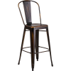 Flash Furniture 30" High Distressed Metal Indoor-Outdoor Bar Stool with Back - Copper