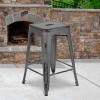 Flash Furniture 24"H Backless Counter Height Stool - Metal - Silver Gray