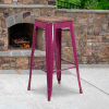 Flash Furniture 30"H Backless Purple Barstool with Square Wood Seat