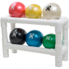 CanDo® WaTE Hand-held Weighted Ball with 2-Tier PVC Rack, 6 Color Set