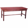 Wooden Treatment Table with H-Brace, Blue Upholstery, Natural Frame, 78"L x 24"W x 30"H