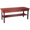 Wooden Treatment Table with Shelf, Blue Upholstery, Natural Frame, 78"L x 30"W x 30"H