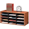 Fellowes® 12-Section Compartment Sorter, Melamine Laminated, Medium Oak