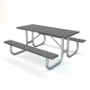 Global Industrial 6 ft. Recycled Plastic Rectangular Picnic Table with Galvanized Frame, Gry
