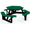 Global Industrial™ 6 ft. Recycled Plastic Hexagon Picnic Table with Black Frame - Green
