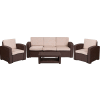 Flash Furniture 4-Piece Outdoor Patio Sofa Set - Faux Rattan - Chocolate Brown with Beige Cushions