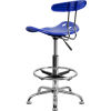Flash Furniture Desk Stool with Back - Plastic - Blue