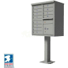 Vital Cluster Box Unit, 12 Mailboxes, 1 Parcel Locker, Postal Grey