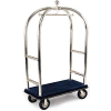 Forbes Birdcage Bellman Cart 2523-BL-BK Stainless, Blue Carpet, Black Bumper, 8" Pneumatic