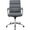 Interion® Modern Ribbed Executive Chair - Leather - Mid Back - Charcoal Gray