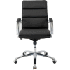 Interion® Modern Ribbed Executive Chair - Leather - Mid Back - Black