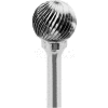 Grobet Ball Carbide Burr 32.639, Standard Cut, 1/4" Shank DIA, 2" OAL