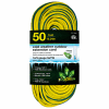 GoGreen GG-17850 14/3 50' Cold Weather Outdoor Extension Cord, Yellow w/Green Stripe. Lighted End