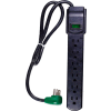 Surge Protected Power Strip, 6 Outlets, 15A, 160 Joules, 3' Cord, Black