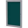Ghent Enclosed Bulletin Board - 1 Door - Blue Fabric w/Silver Frame - 36" x 30"