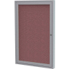 Ghent Enclosed Bulletin Board - 1 Door - Merlot Fabric w/Silver Frame - 36" x 36"