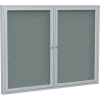 Ghent Enclosed Bulletin Board - 2 Door - Gray Fabric w/Silver Frame - 48" x 60"