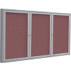 Ghent Enclosed Bulletin Board - 3 Door - Merlot Fabric w/Silver Frame - 48" x 96"