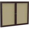 Ghent Enclosed Bulletin Board - 2 Door - Beige Fabric w/Bronze Frame - 36" x 60"