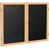 Ghent Enclosed Letter Board - 2 Door - Black Letterboard w/Oak Frame - 48" x 60"