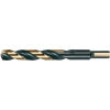 Cle-Line 1879 29/64 HSS H.D. Black/Gold 135 Split Point 3-Flat 3/8 Reduced Shank Jobber Length Drill - Pkg Qty 6