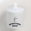 Glaro Wall Mount Sanitary Wipe Disp., w/Logo, White w/One Roll of Antibac. Wipes-W1015-S-WH