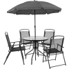 Flash Furniture 5-Piece Nantucket Outdoor Patio Dining Set with Umbrella - Black