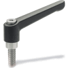 J.W. Winco 10N32A08K Zinc Die-Cast Adjustable Lever With Stainless Steel Components M10 x 32mm Stud