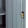 Locking Storage Cabinet 36"W X 18"D X 72"H With 18 Yellow Shelf Bins and 5 Shelves Unassembled