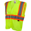 GSS Safety 1007 Standard Class 2 Two Tone Mesh Hook & Loop Safety Vest, Lime, Large