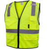 GSS Safety 1505 Multi-Purpose Class 2 Mesh Zipper 6 Pockets Safety Vest, Lime, 2XL
