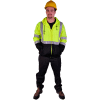 GSS Safety 7003 Class 3 Zipper Front Hooded Sweatshirt with Black Bottom, Lime, 3XL