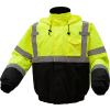 GSS Safety Hi-Visibility Class 3 Waterproof Quilt-Lined Bomber Jacket, Lime/Black, L