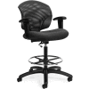 Global™ Tye Mesh Low Back Drafting Stool with Armrest - Fabric - Black