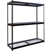 Rivetwell Double Rivet Boltless Shelving 48"W x 36"D x 84"H 3 Levels Starter W/Wire Decking Black