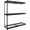Rivetwell Double Rivet Boltless Shelving 60"W x 18"D x 84"H 3 Levels Add-on W/Wire Decking Black