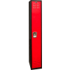 Hallowell Single Tier 1 Door Black Tie Steel Locker, 12"Wx18"Dx72"H, Black/Red, Assembled