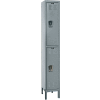 Hallowell Double Tier 2 Door Premium Steel Locker, 15"Wx15"Dx36"H, Dark Gray, Assembled