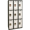 Hallowell Triple Tier 9 Door Black Tie Steel Locker, 12"Wx18"Dx24"H, Black/Light Gray, Assembled