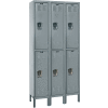 Hallowell Double Tier 6 Door Premium Steel Locker, 15"Wx18"Dx36"H, Dark Gray, Unassembled