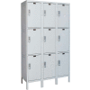 Hallowell UELBP3588-3PL Laptop/Backpack Locker, 45x18x24, 3 Tier, 3 Wide, Unassembled - Light Gray