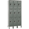 Hallowell Ready-Built Triple Tier 9 Door Steel Locker, 12"Wx12"Dx24"H, Dark Gray, Assembled