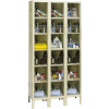 Hallowell Six Tier 18 Door Safety-View Locker, 12"Wx12"Dx12"H, Tan, Unassembled